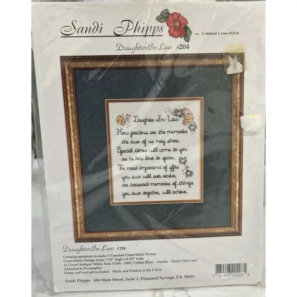 Vtg Daughter in Law Counted Cross Stitch Kit‎ Sandi Phipps 2001 Mat Included USA